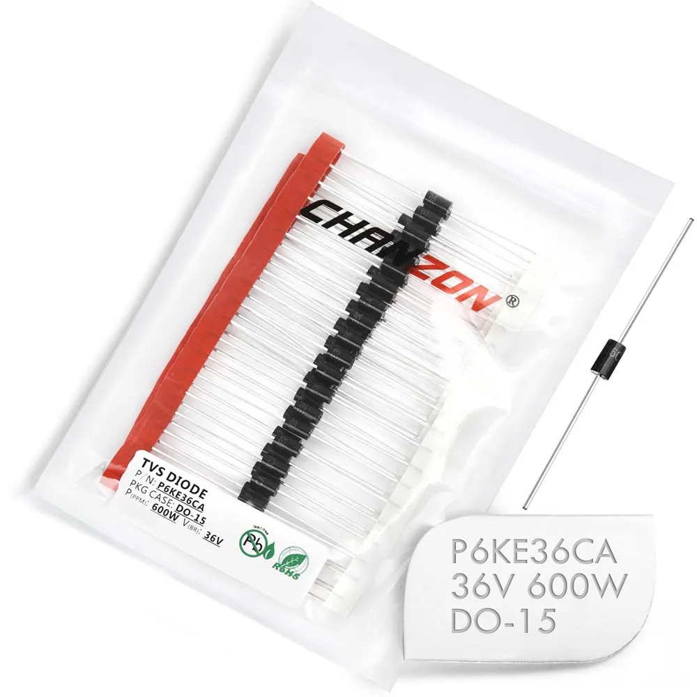 (50 шт.) диоды для подавления переходных скачков напряжения P6KE36CA 600 Вт 36В тормозной