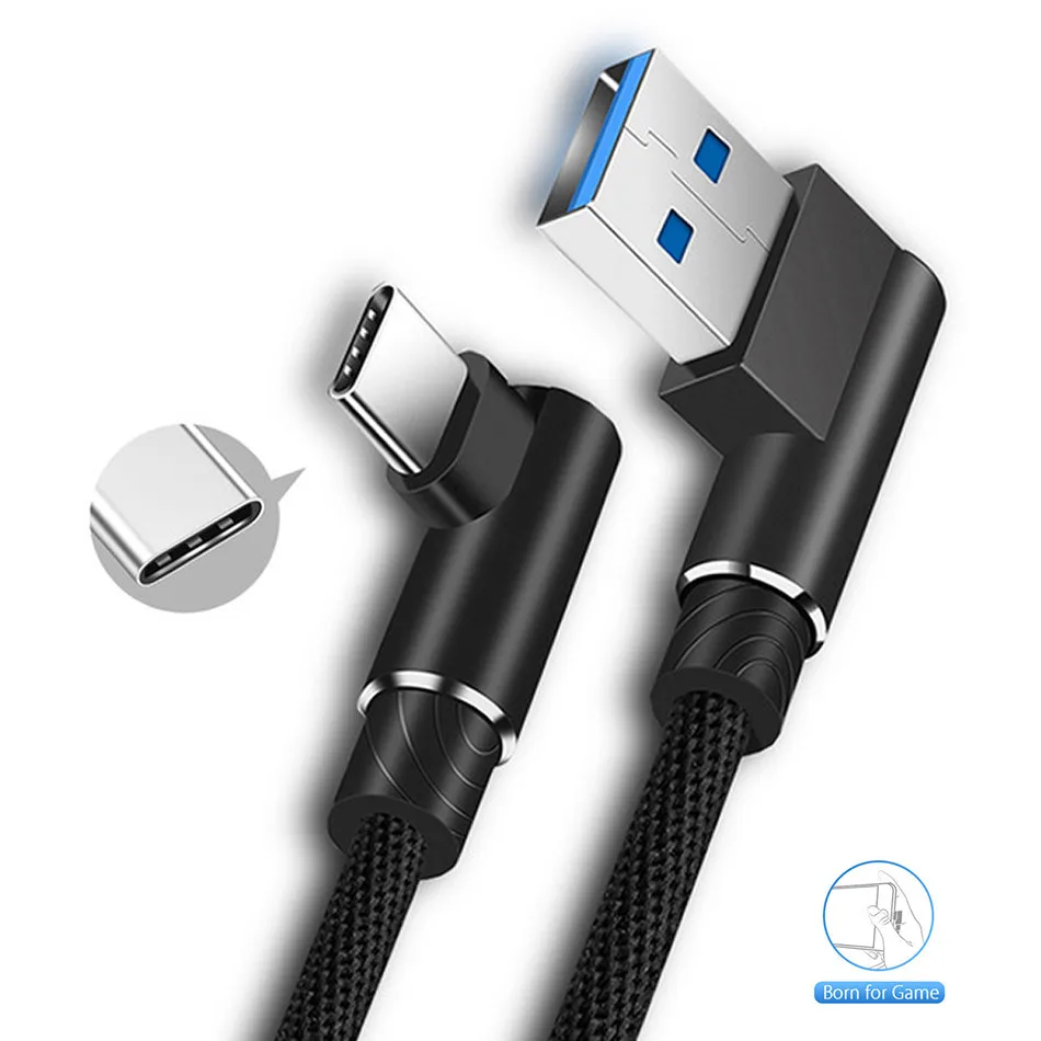 USB Type C кабель 90 градусов для быстрой зарядки и синхронизации данных Android Xiaomi Huawei