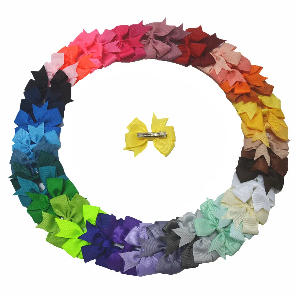 

20pcs / lot , 8cm Solid Grosgrain Ribbon Bows Clips Hairpin Girl's hair bows Boutique Hair Clip Headware Hair Accessories