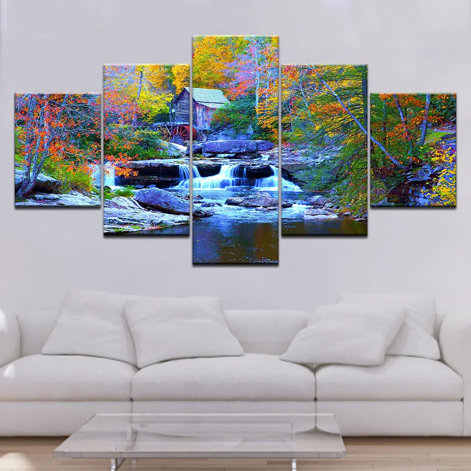 5 панель модульного Wall Art Картины художественное украшение для дома крик водопад