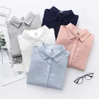 Рубашка женская, с длинным рукавом, однотонная, свободная, в Корейском стиле, на весну 2019