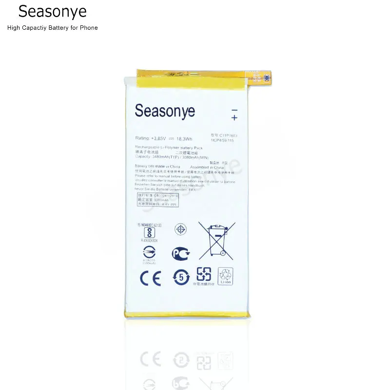Seasonye 3380mAh / 18.3Wh C11P1603 Tab Сменный аккумулятор для Asus ZenFone 3 Deluxe 5 &quotDual SIM ZS570KL ZS550KL ZB690KL