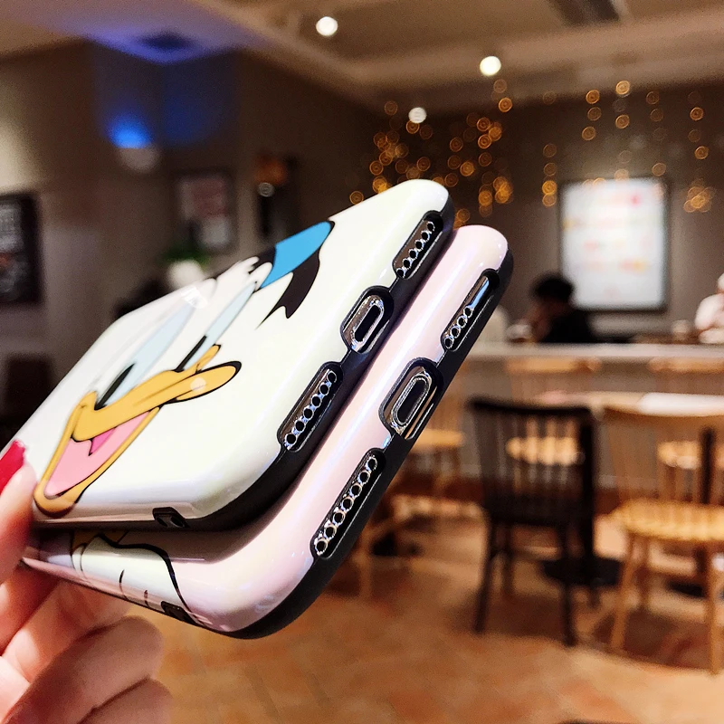 GYPHCA Fashion Cartoon Daisy Donald Duck Case For iPhone 8 7 6 Plus X XS XR XSMAX Cute Blu-Ray IMD Soft Phone Back Cover |