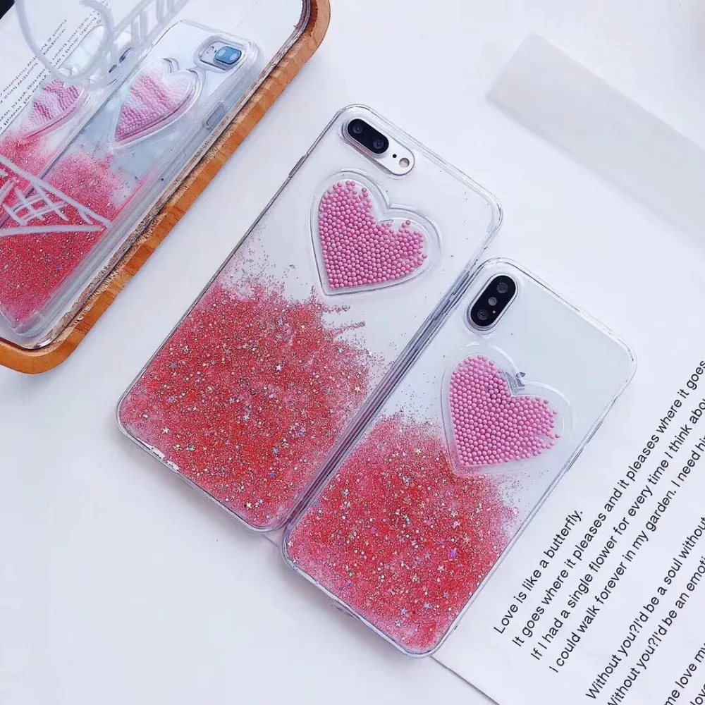 Мода любовь сердце Блестящий Прозрачный чехол для iPhone XS Max XR Чехлы 6 S 7 8 Plus X мягкий