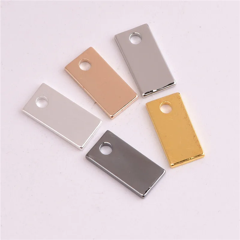 

6*12mm 50pcs Copper Material Silver gold blank short bar charms for carving necklaces Pendant for Handmade DIY