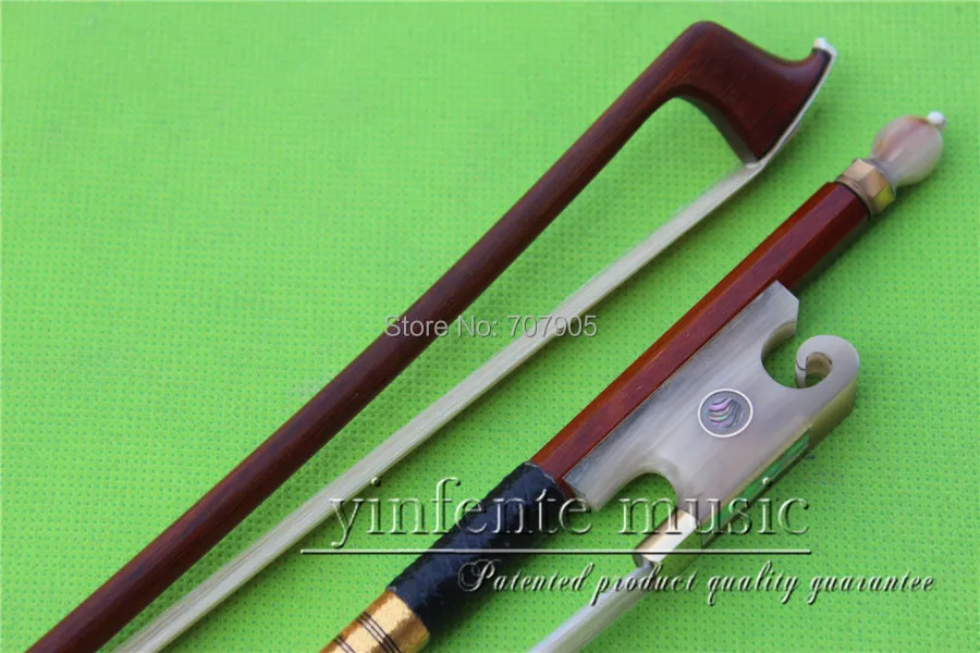 NJX-0049# 4/4 Brazilwood Baroque Violin Bow white  OX horn   f rog 1 pcs    Straight Pretty inlay Color