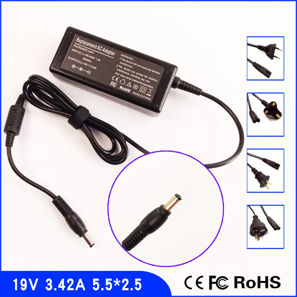 

19V 3.42A Laptop Ac Adapter Power Charger + Cord for ASUS M24N M3NP M3N M52A M52Ae M6A M6BN M6BNe M6N M6Ne M6R M6V N10E N10J