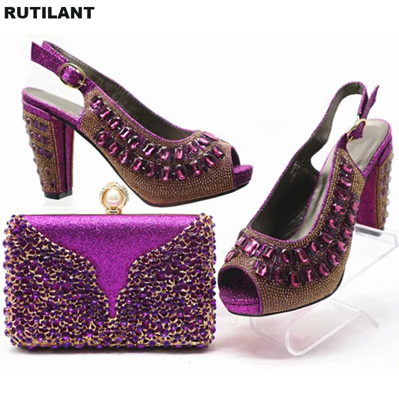 Новое поступление итальянский комплект из туфель и сумочки для вечеринки