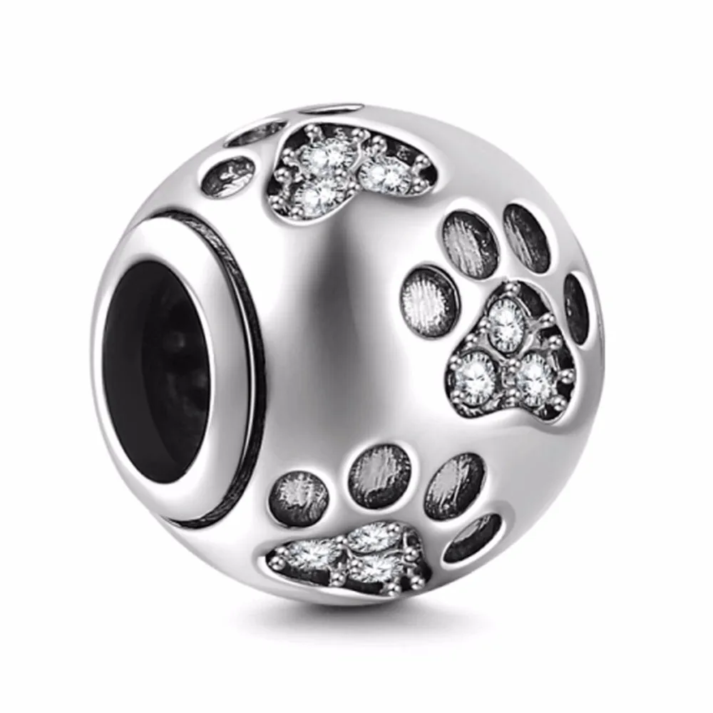 Браслеты шармы Soulbead из серебра 925 пробы с принтом в виде лап|Бусины| |