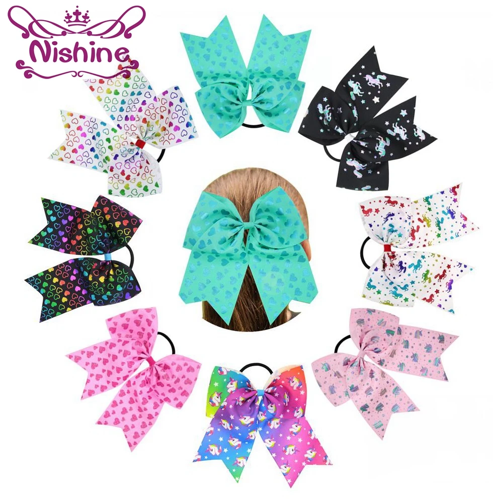 

Резинка для волос с бантом Nishine Unicorn, эластичная лента для волос с сердечками и животными, модные аксессуары для волос для девочек и женщин