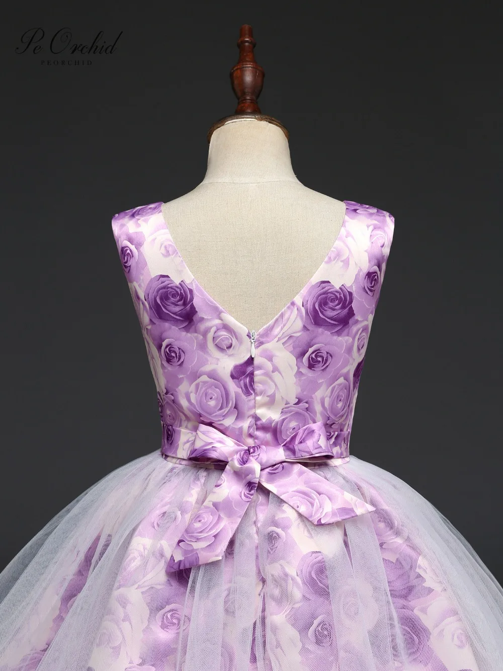 Детское платье с цветочным принтом PEORCHID фиолетовое бальное для девочек