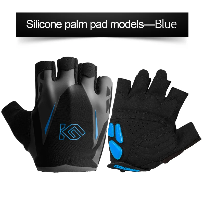 GEL Silicone Blue Coolchanger полупальцевые велосипедные перчатки для мужчин и женщин летние велосипедные перчатки спортивные анти-пот гелевые велосипедные перчатки противоскользящие дышащие - Цвет: GEL Silicone Blue