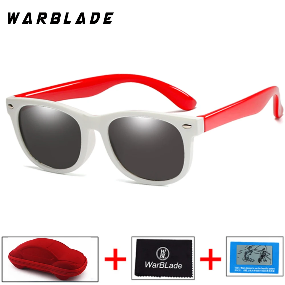 white red Детские солнцезащитные очки WarBLade мужские брендовые силиконовые защитные очки для ногтей Поляризованные Кошачий глаз модные детские очки UV400 - Lenses Color: white red