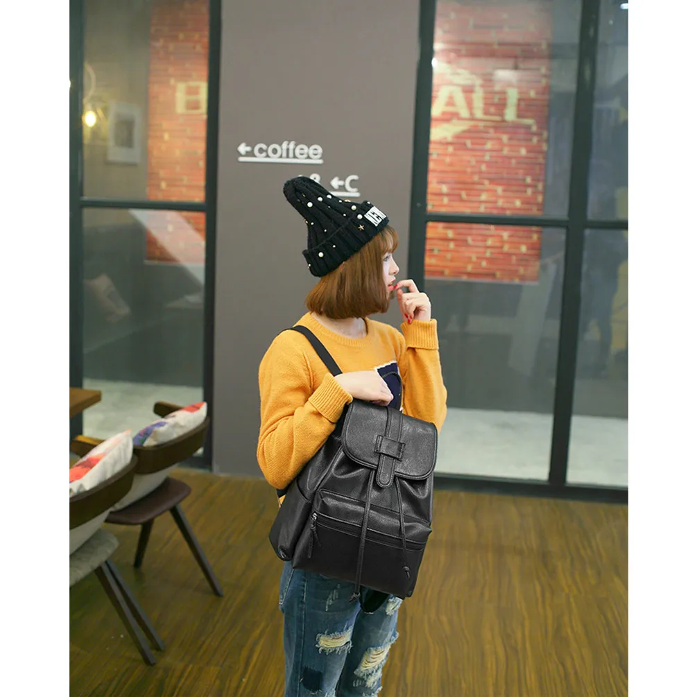 Vbiger Для женщин рюкзак на шнурке из искусственной кожи школьная сумка простой