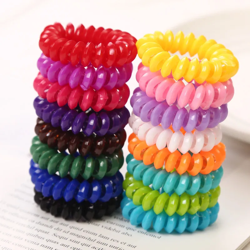 mix color 5 10 шт./лот, 2 см, маленькая телефонная линия, веревки для волос, для девочек, цветные эластичные резинки для волос, для детей, конский хвост, держатель, резинка, аксессуары для волос - Цвет: mix color 5