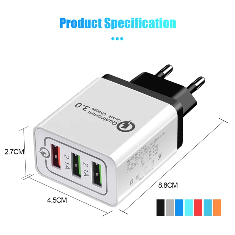 Quick Charge 3 0 15 W QC3.0 QC Turbo Быстрая зарядка Зарядное устройство usb-зарядное для samsung S8 S9