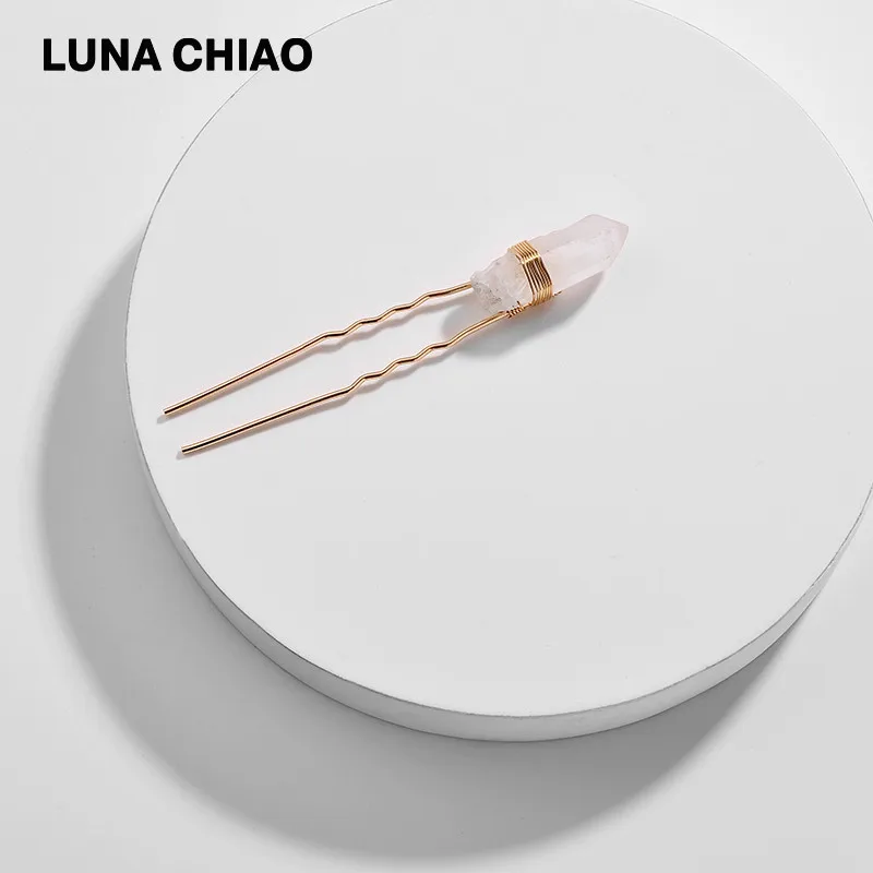 Женские аксессуары для волос LUNA CHIAO простые шпильки из натурального кварца с