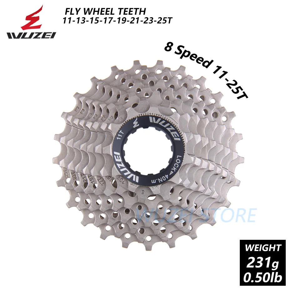 8 Speed 11-25T Wuzei 8/9/10/11 Скорость дорожный велосипед свободного хода 25/28/32/36 футболка с надписями и рисунком в колеса 18/20/24/27/30S Кассета звездочки Сталь все Размеры велосипеда Запчасти - Цвет: 8 Speed 11-25T