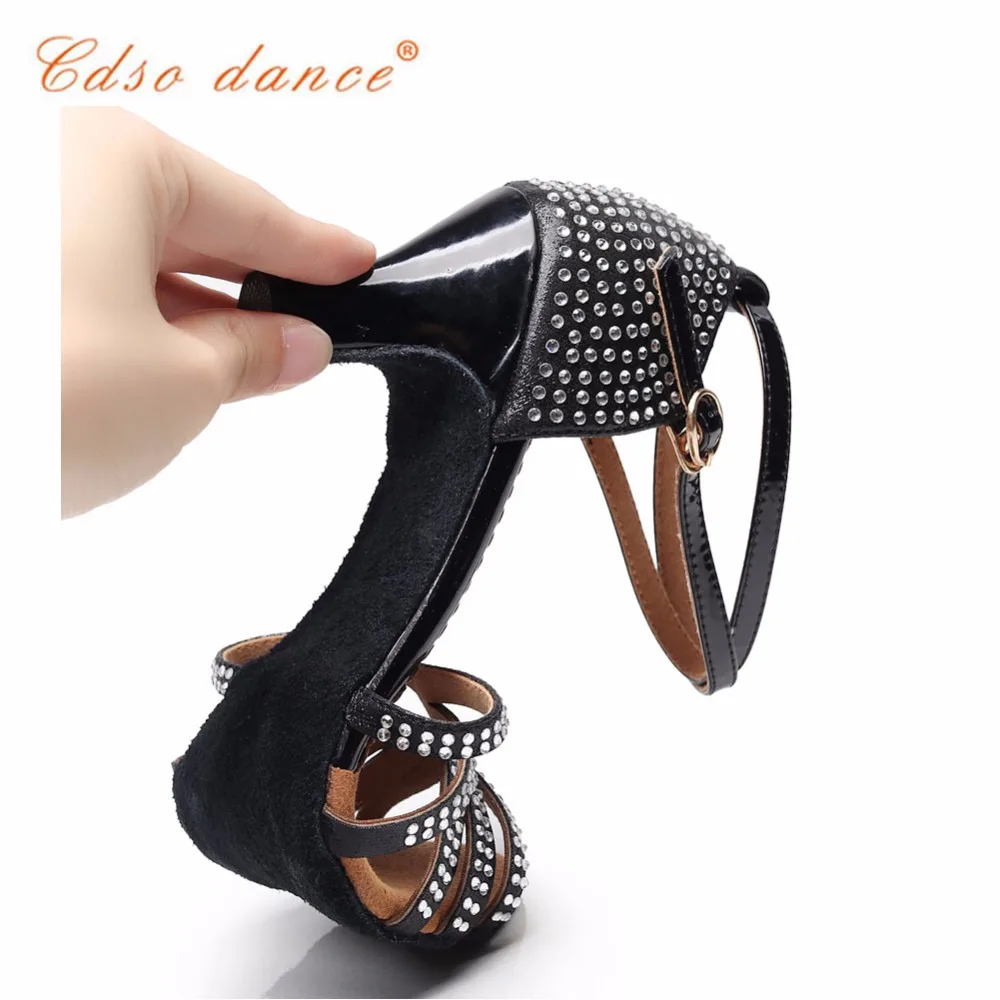 Cdso dance 10316 черная танцевальная обувь из искусственной кожи со стразами для