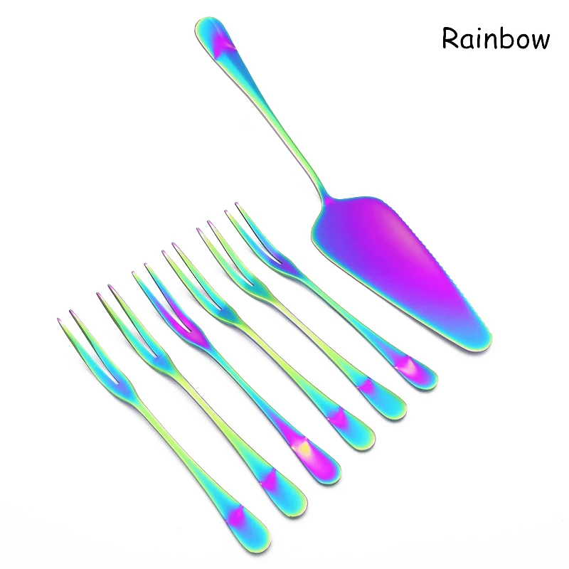 Набор разноцветных столовых приборов из нержавеющей стали 7 шт./компл. | Дом и сад