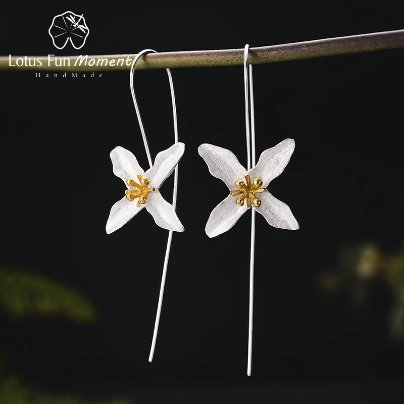 Lotus Fun Moment реальные 925 серебро ручной работы Модные украшения Винтаж поэтический