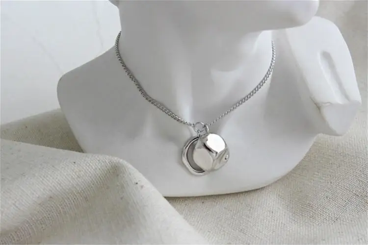 Flyleaf Geometric Irregularity Gold Necklaces& Pendants Real 925 Sterling Silver Necklace For Women Fashion Chain Fine Jewelry - Цвет камня: Silver