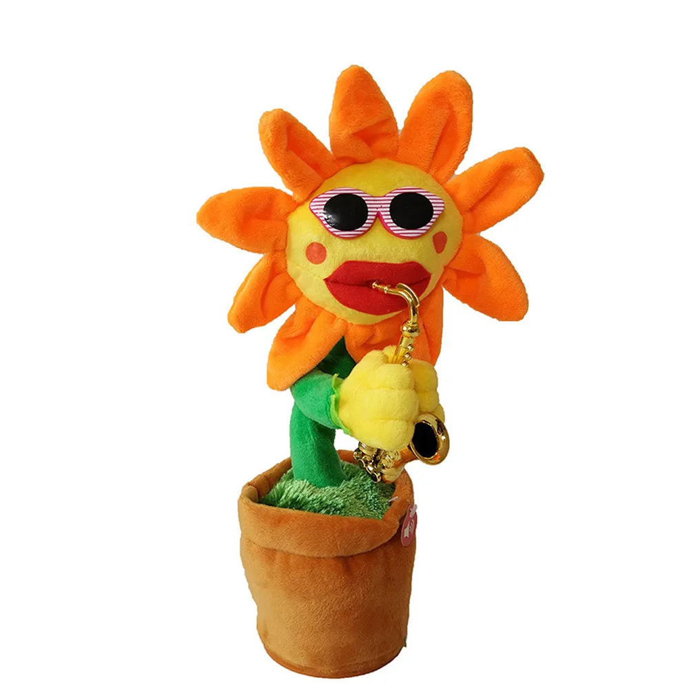

HIINST 60 Songs Singing and Dancing Flower with Saxophone Plush Funny Electric Toy Enchanting Sunflower 40# dropship