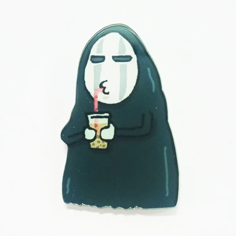 Kawaii Harajuku NO FACE MAN значок акриловая брошь японское аниме одежда значок декоративный Rozet воротник шарф Нагрудный значок брошь - Цвет: Безникелевый белый