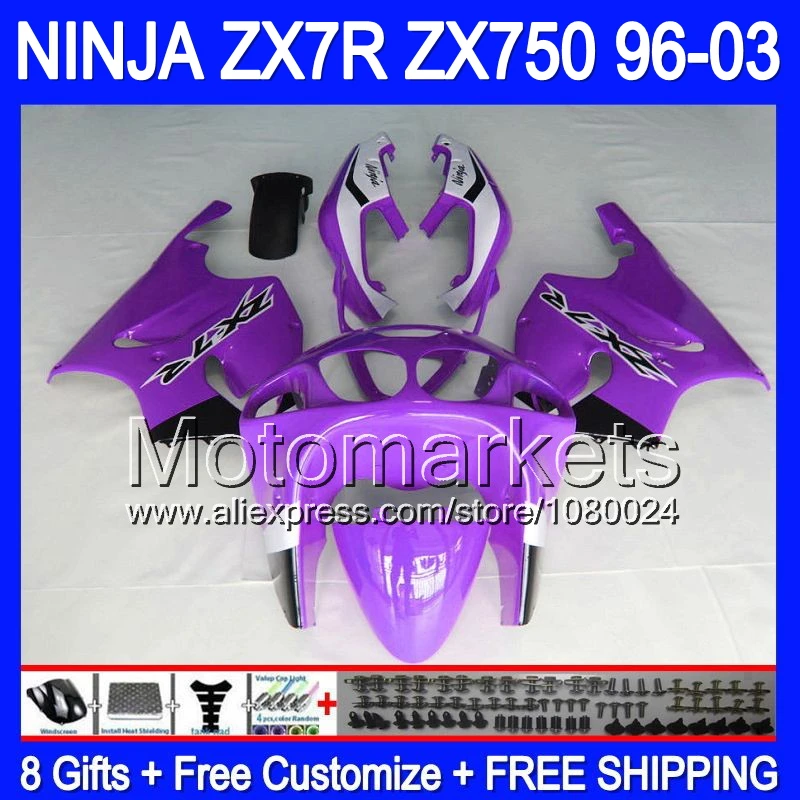 7 RFor KAWASAKI фиолетовый белый ниндзя ZX7R ZX-7R 96 - 03 K12133 7R ZX 1996 1997 1998 2003 97 98 99 00 01 02 зализа |