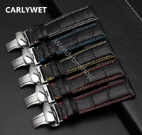 18 20 22mm real calf leather black orange blue yellow white handmade stitches wrist watch band strap belt silver clasp for rolex