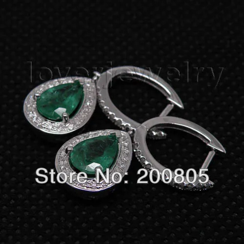 Винтажные серьги E0002J из белого золота с натуральным бриллиантом 5x7 мм|earrings