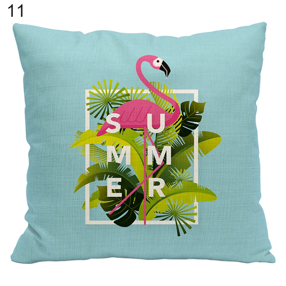 

Fashion Pineapple Leaf Flamingo Pattern Linen Pillow Case Square