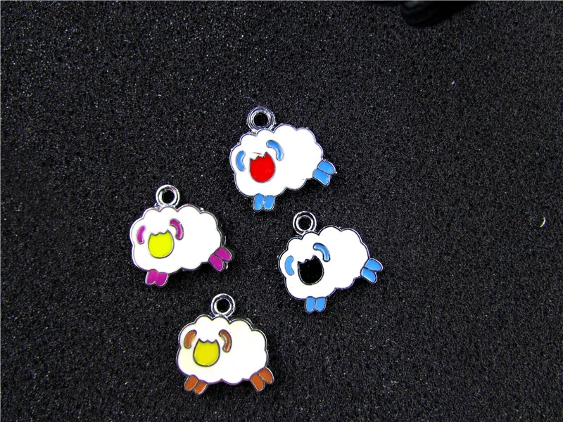 

AE778 Mix Color 20Pcs Alloy Metal Enamel sheep Charms Pendant 18x18mm