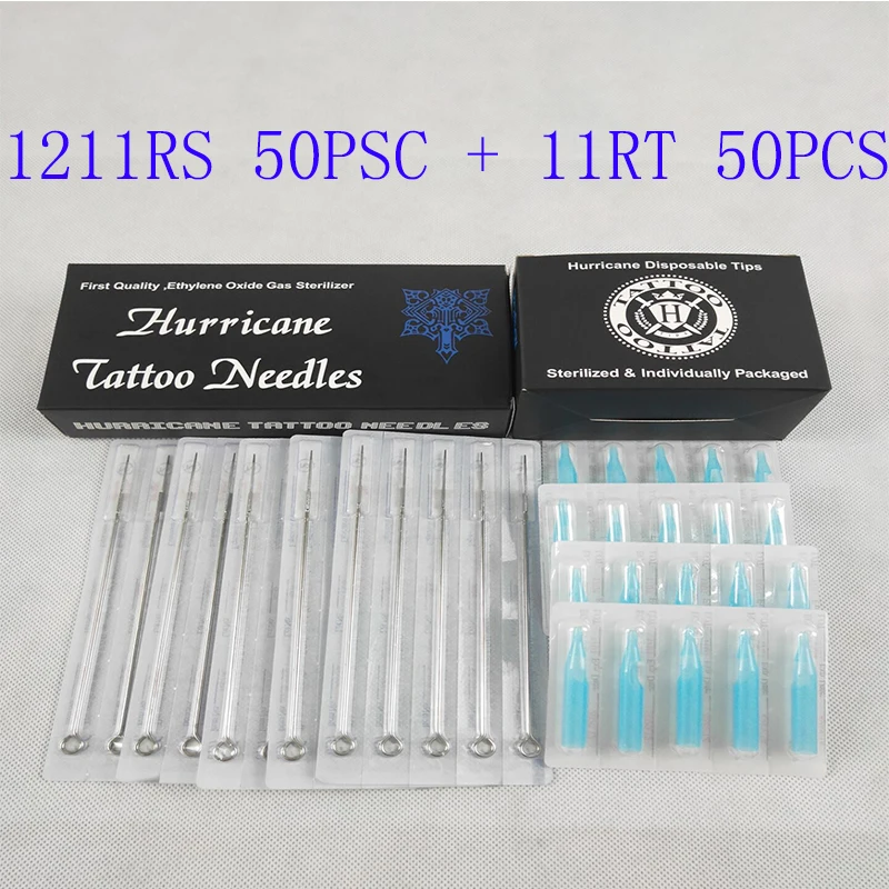 

Tattoo Needles Tip (11RS+11RT) Tattoo Needles and Tubes Mixed 50PCS Sterile Tattoo Needles+ 50PCS Disposable Tattoo Tips