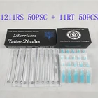 Иглы для татуировки-наконечники (11RS + 11RT) иглы и трубки для татуировки, смешанные 50 шт стерильные иглы для татуировки + 50 шт одноразовые наконечники для татуировки