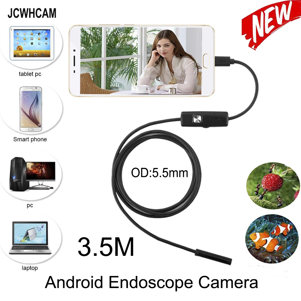 Камера Эндоскоп JCWHCAM 5 мм Micro USB Android OTG 3 м|usb borescope camera|endoscope cameraborescope camera |