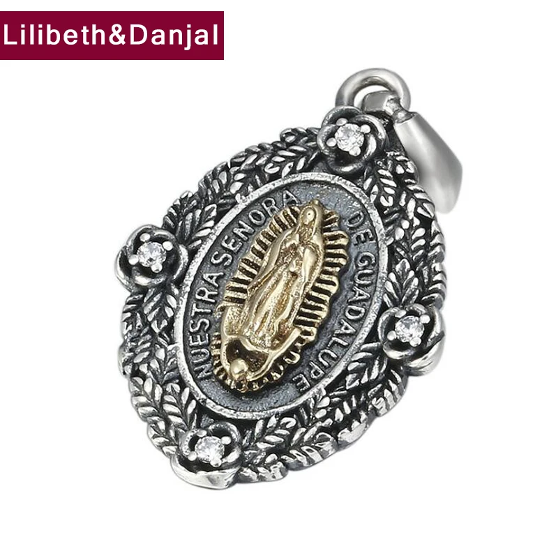 Кулон из серебра 2019 пробы с изображением девы Марии и ангела в виде карты Святого