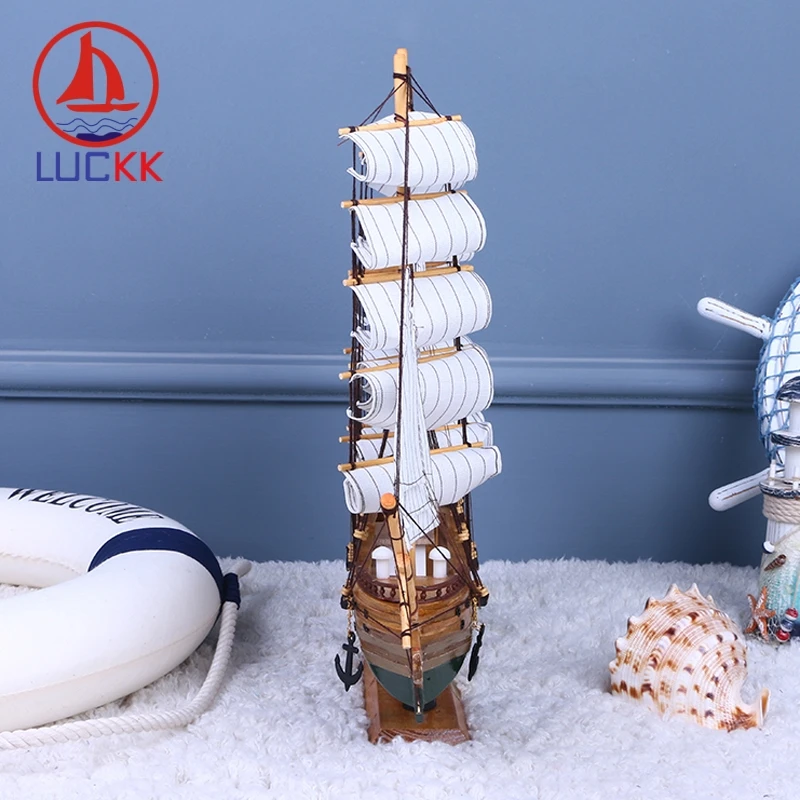 LUCKK 50 см черная Зеленая кнопка деревянная модель корабль домашний офис