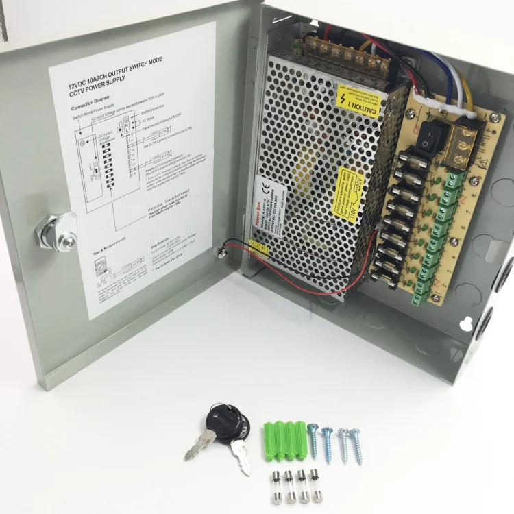 CE утвержден DC12V 10A 9 канальный CCTV Блок питания для камеры наблюдения Выход