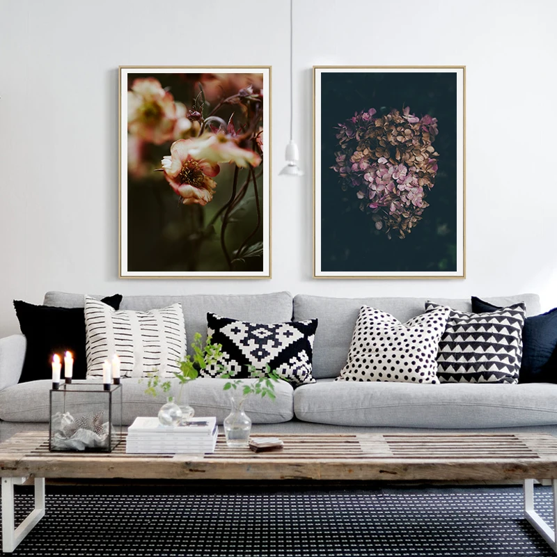 Скандинавском стиле украшенное цветочным узором растений холст картины