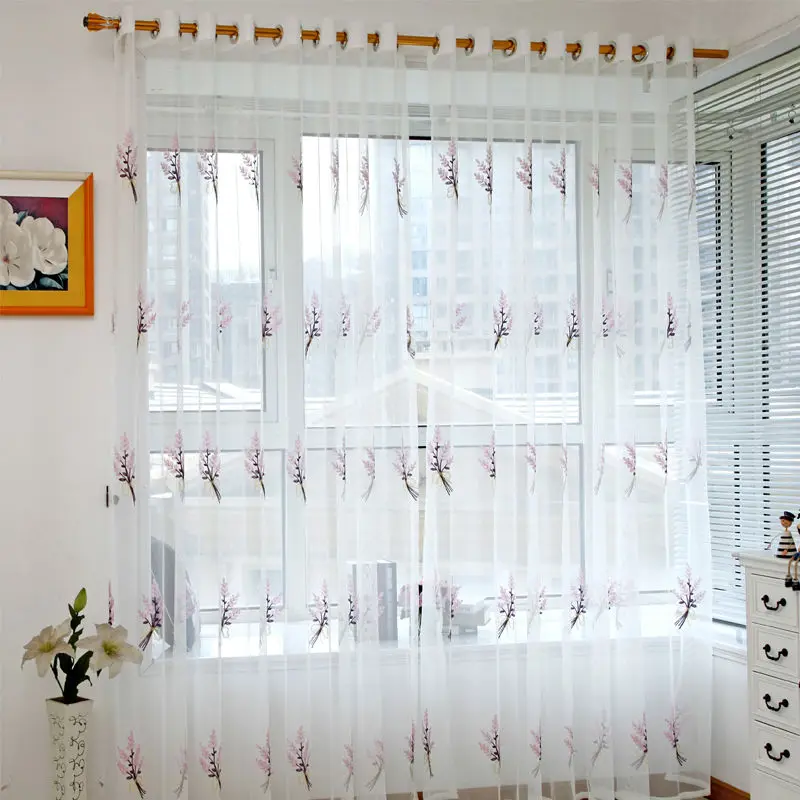 Драпировочная панель отвесный шарф занавески на окно Цветочный Тюль вуаль