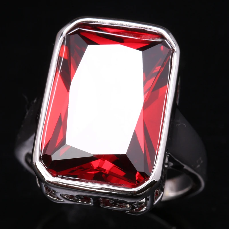 Лидер продаж Прямоугольник Красный Гранат Самоцветы 925 серебро Модные украшения