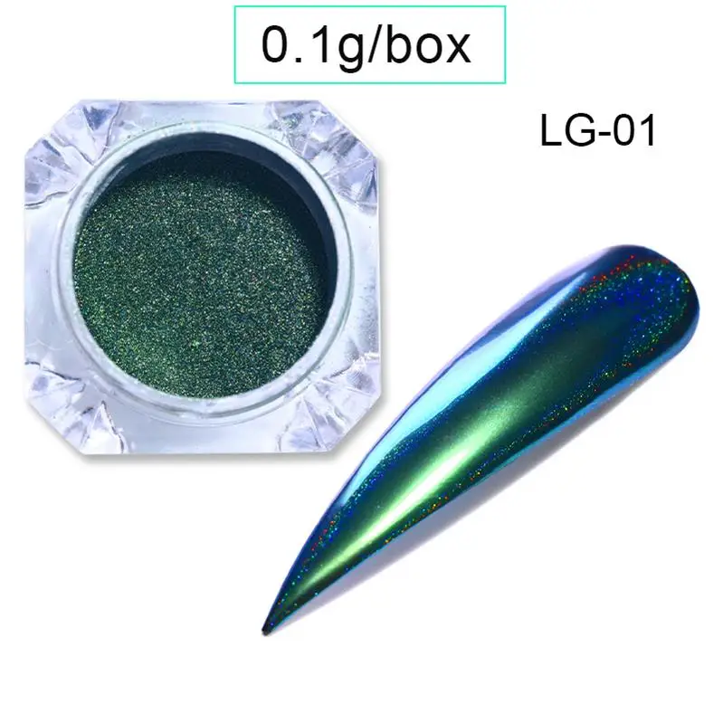0.1g LG-01 2 шт./компл. лазером для ногтей с блестками Павлин голографическая зеркальный порошок лазерный нейл-арта порошок хромового пигмента DIY украшения 1 шт - Цвет: 0.1g LG-01