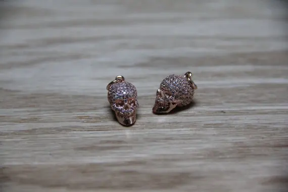 

CZ Micro Pave 10x15mm Solid Skull Pendant