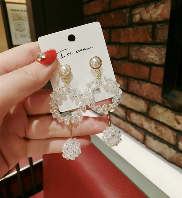 Корейские модные роскошные розовые серьги украшения для ушей жемчужные