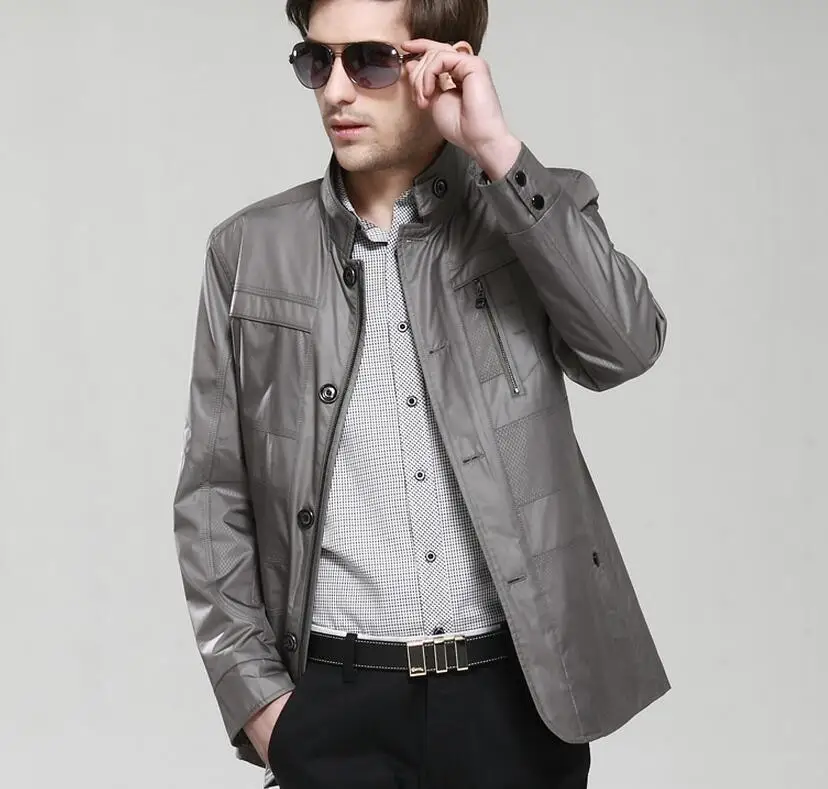 

M--4XL Hot / Spring New Men's Leisure Fashion Collar Cultivate One's Morality Thin Jacket