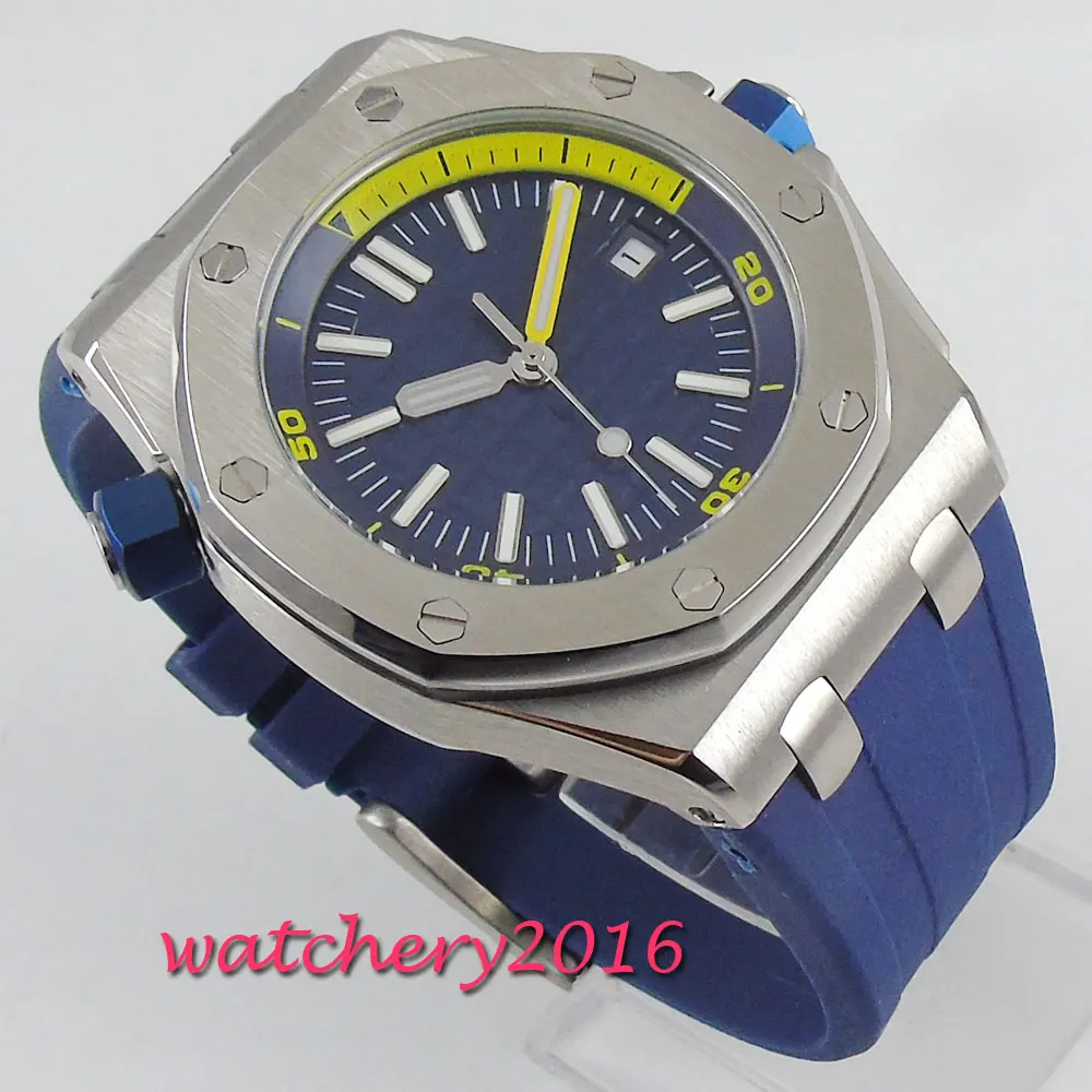 Роскошные мужские часы Relogio Masculino лучший бренд резиновые 21 Jewels Miyota военные модные