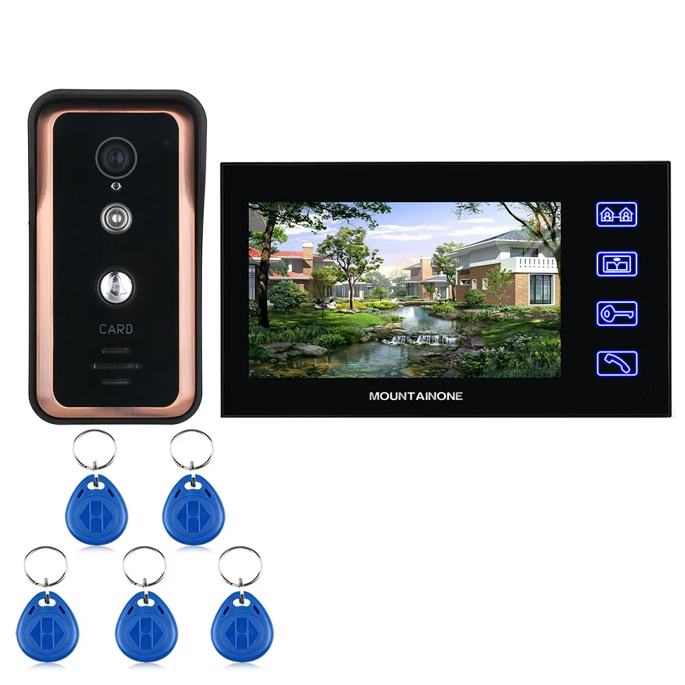 

7 inch Touch Button Color Video Intercom Door Phone System With RFID Card Reader HD Doorbell 1000TVL IR-CUT Camera