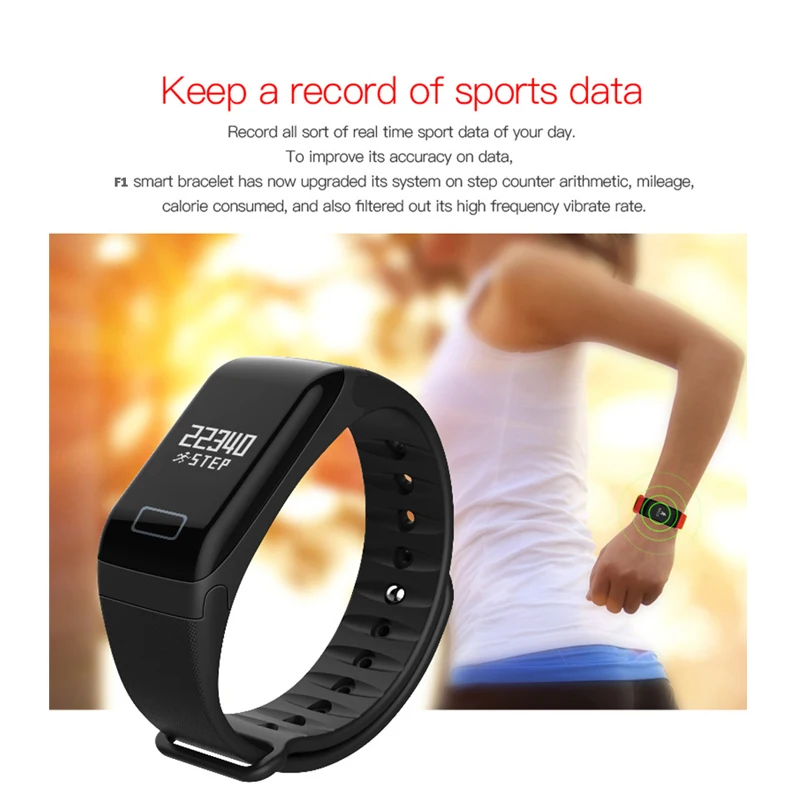 Избыточный ветер F1 смарт-Браслет фитнес-трекер пульсометр кровяное давление