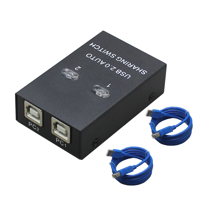 Usb переключатель конвертер автоматический разделитель компьютерная периферийная техника для 2 ПК компьютерный принтер для офисного домашнего использования usb2.0 концентратор - Цвет: Черный